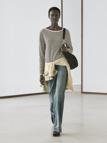 Zara Striped long sleeve knit sweater - Ecru - Image 0