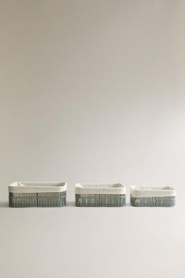 패브릭 안감 직사각형 바구니 - Zara 블루 / 그린