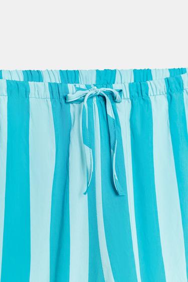 STRIPED WIDE-LEG TROUSERS - Turquoise by Zara - Image 6