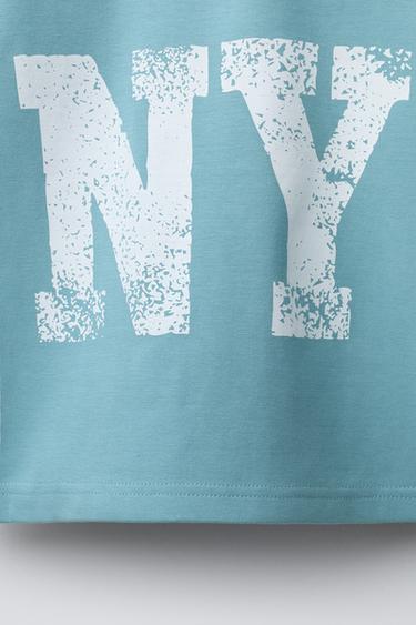 SWEAT À MANCHES COURTES, CAPUCHE ET INSCRIPTION - Bleu de Zara - Image 3