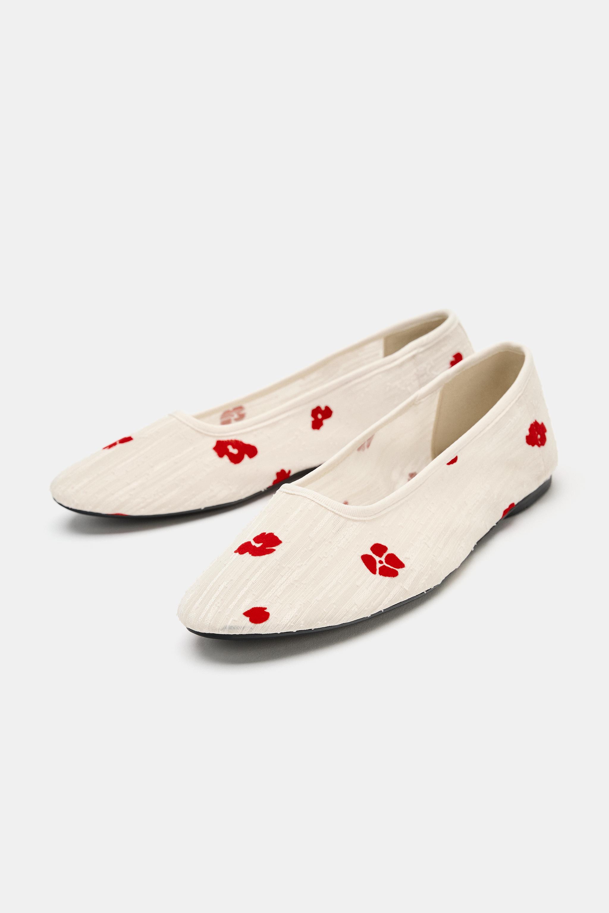 Обувь Zara FLORAL MESH BALLET FLATS — фото 2