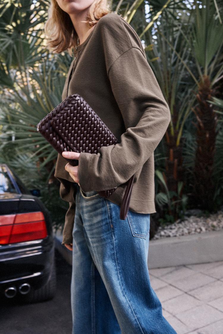 BOLSO TRENZADO Rojo Burdeos ZARA España