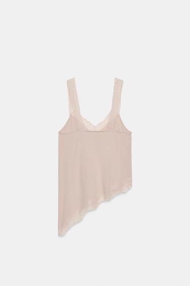 ASYMMETRIC RUSTIC LACE TOP - Beige-pink by Zara - Image 7