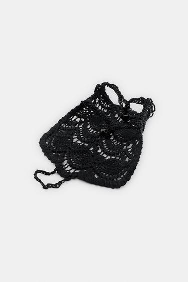 BEADED LACE GLOVES - Black by Zara