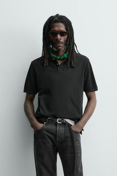 ウォッシュドピケポロシャツ Aaron Levine x ZaraブラックZaraのウォッシュドピケポロシャツ Aaron Levine x Zara - ブラック 