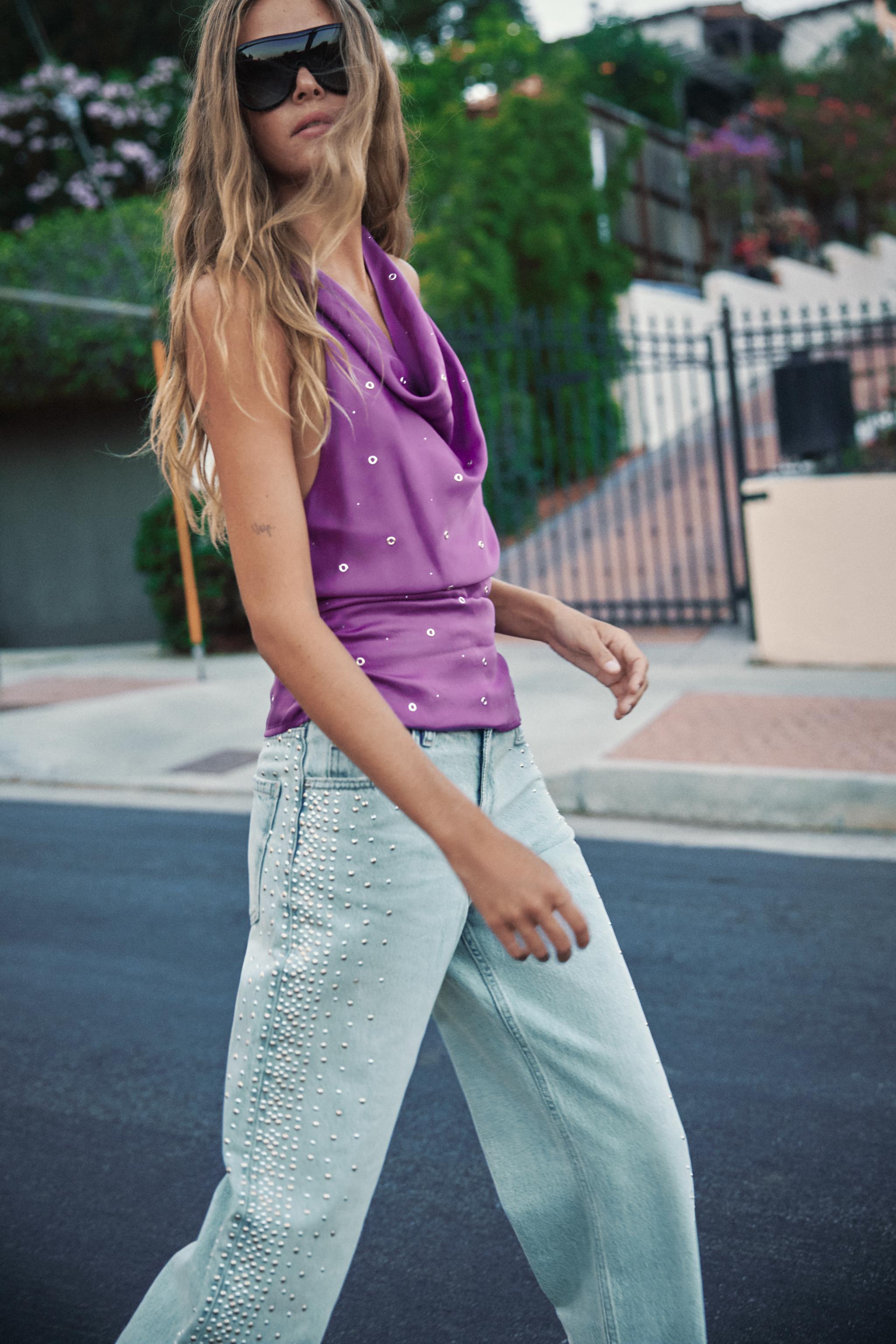 Zara KUŞGÖZLÜ VE IŞILTI DETAYLI HALTER TOP görsel 4