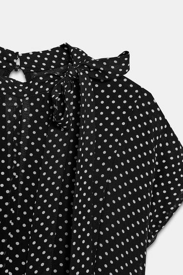 ZW COLLECTION POLKA DOT MIDI DRESS - Black / White by Zara - Image 8