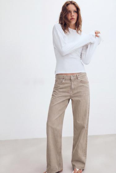 JEANS DENIM TRF RELAXED FIT CINTURA MÉDIA - Rosa-lavado da Zara