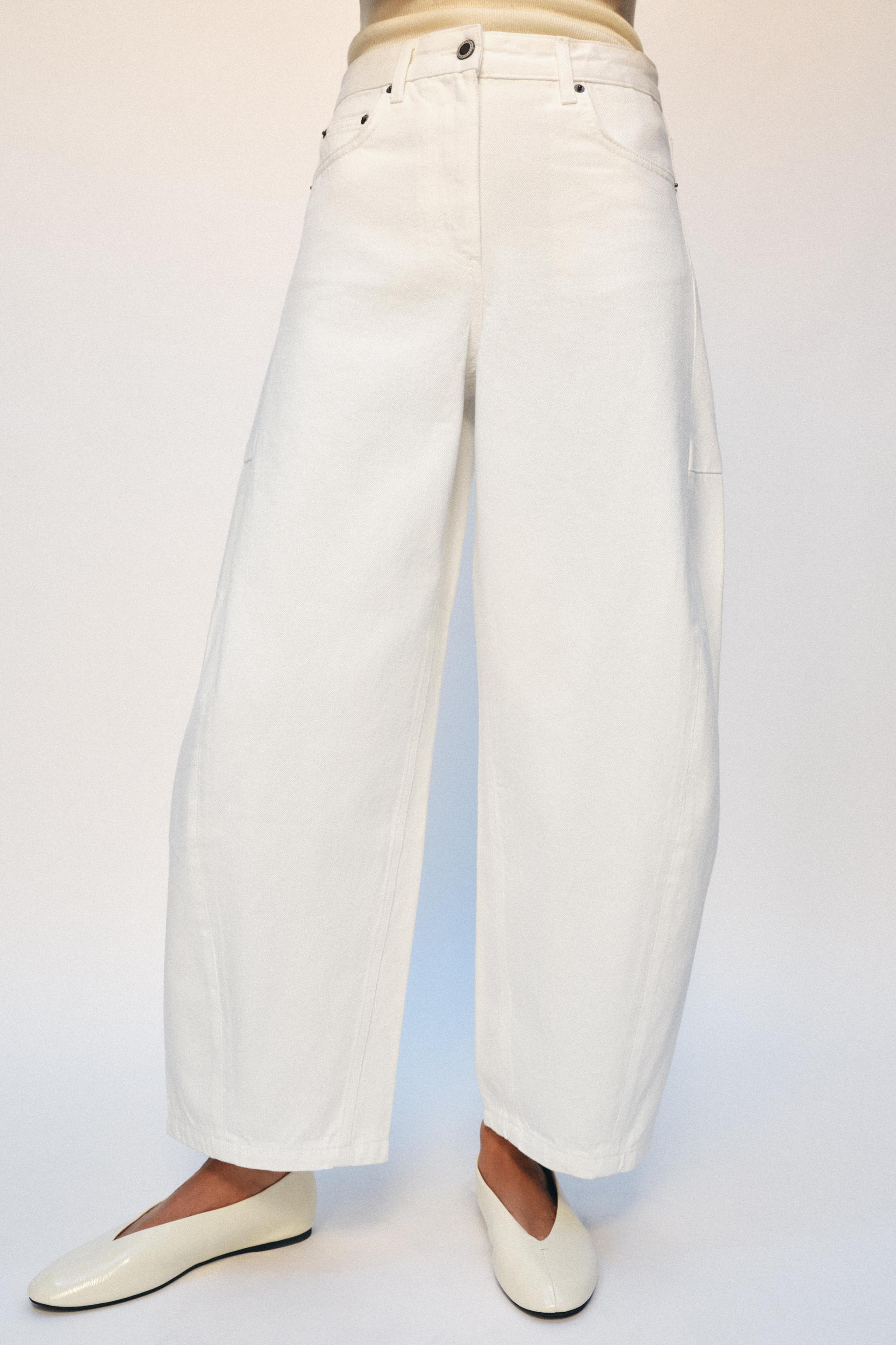 ZW COLLECTION ANKLE BALLOON MID-WAIST JEANS — White