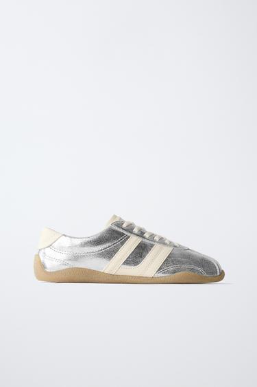 Zara METALLIC SNEAKERS - Silver