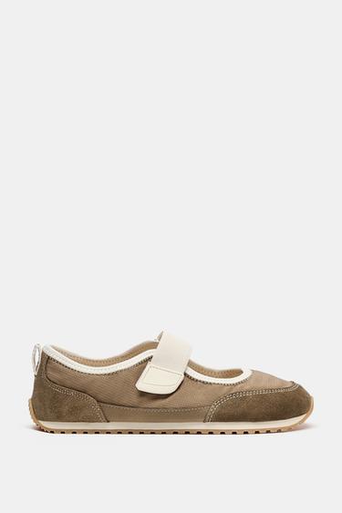 ბალერინას ფეხსაცმელი BAREFOOT - Zara-ს Olive Green