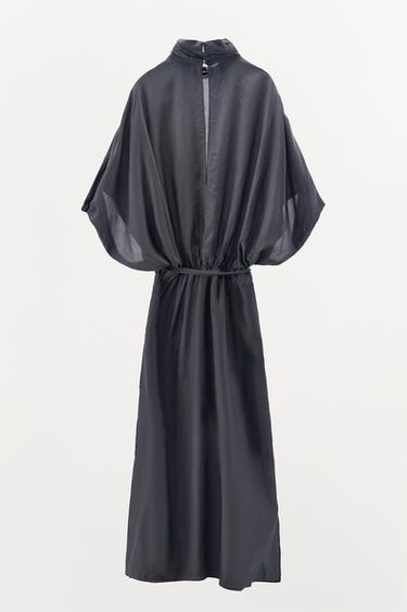 DRESS WITH CONTRAST BELT - Grey by Zara - Image 2