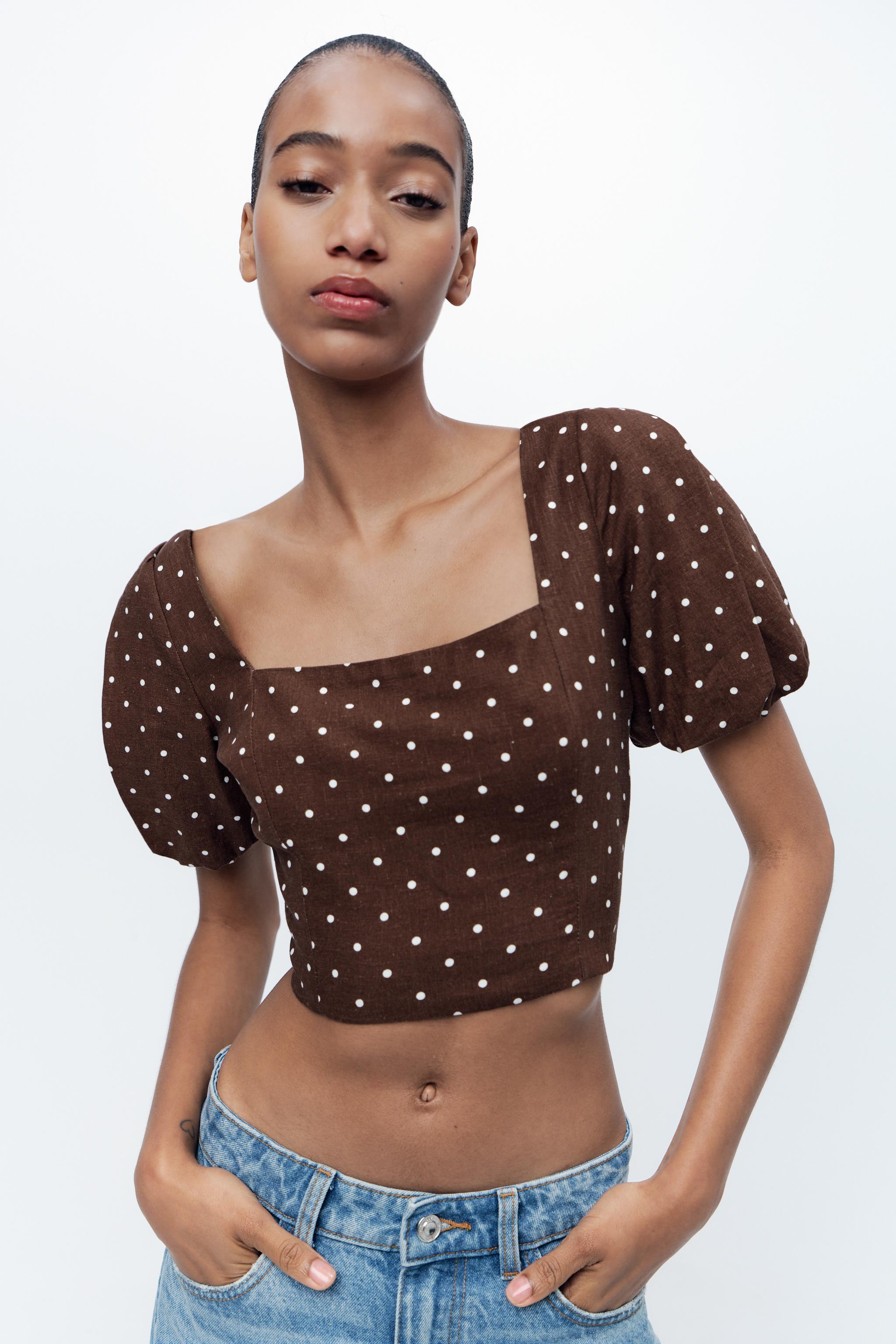 Women s Polka Dot Tops Online Sale ZARA New Zealand