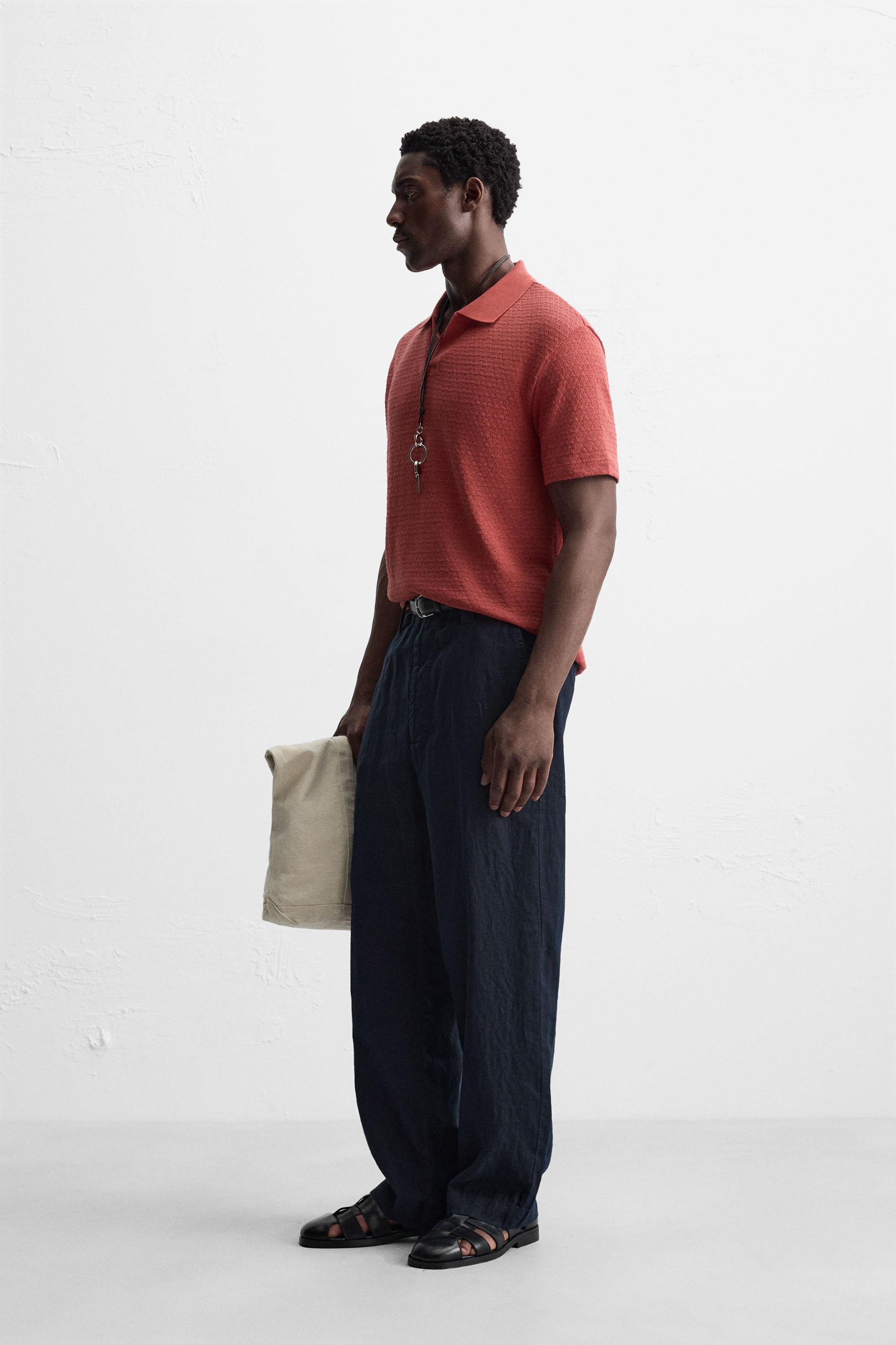 GEOMETRIC JACQUARD POLO SHIRT - Mid-red | ZARA United States