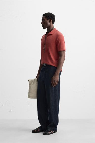 GEOMETRIC JACQUARD POLO SHIRT - Mid-red by Zara - Image 3