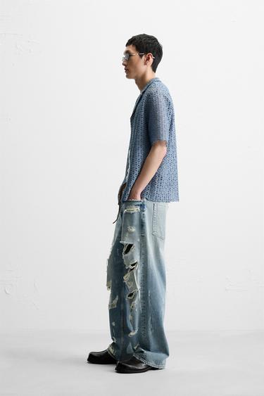 OPEN TEXTURED SHIRT - Light blue by Zara - Image 4