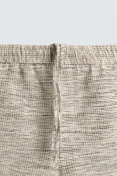 TEXTURED CONTRAST BERMUDA SHORTS - Ecru / Beige by Zara - Image 7