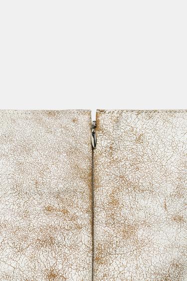 Zara ZW COLLECTION LIMITED EDITION LEATHER SKIRT - Ecru