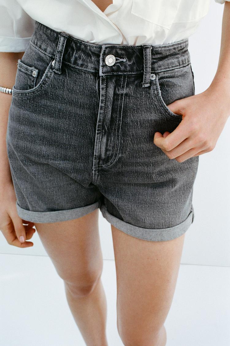 High Waist Zara Femme Short Jean Bermuda Short En Jean Taille