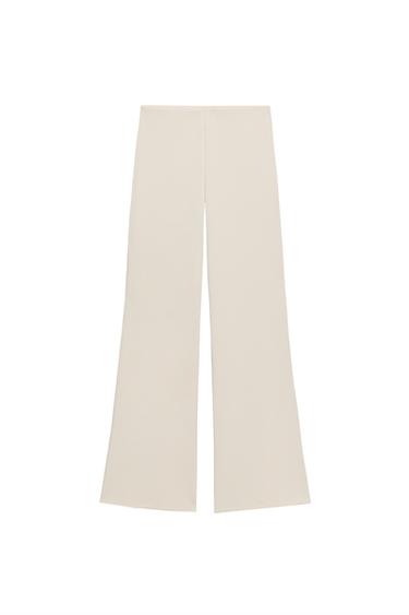 STRETCH WIDE-LEG TROUSERS - Ecru by Zara