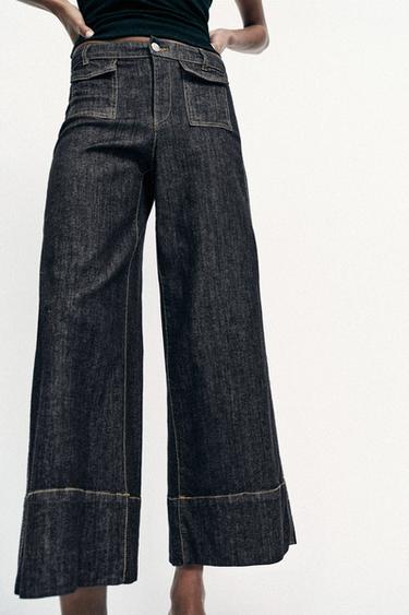 Z1975 CULOTTES DENIM TROUSERS - Black by Zara