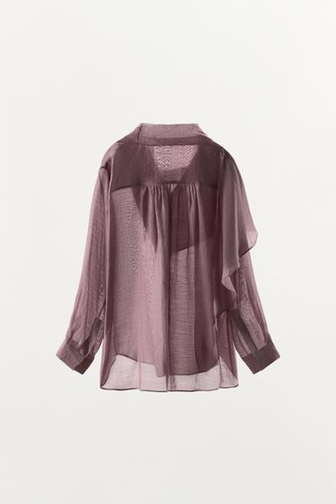 ZW COLLECTION SCARF SHIRT - Lilac by Zara - Image 7