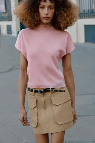 RIBBED KNIT TOP - Neon pink by Zara