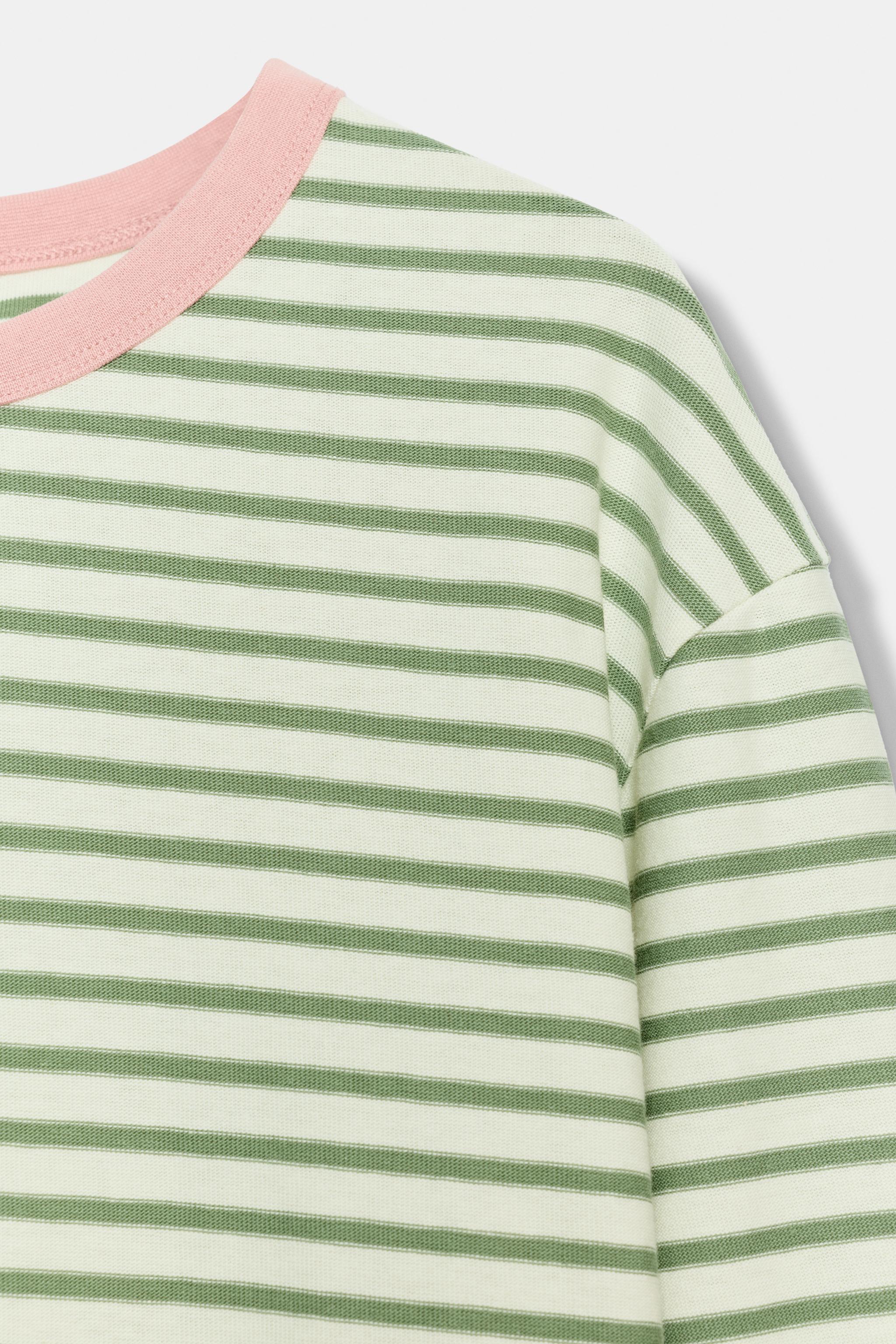 Zara UZUN KOLLU ÇİZGİLİ T-SHIRT görsel 8