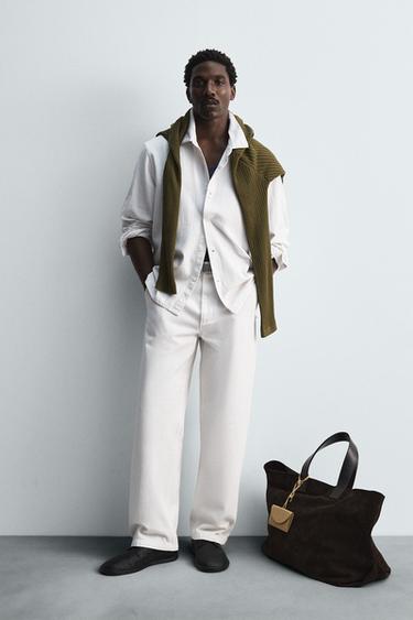 Zara LIMITED EDITION LIGHT DENIM SHIRT - Oyster-white