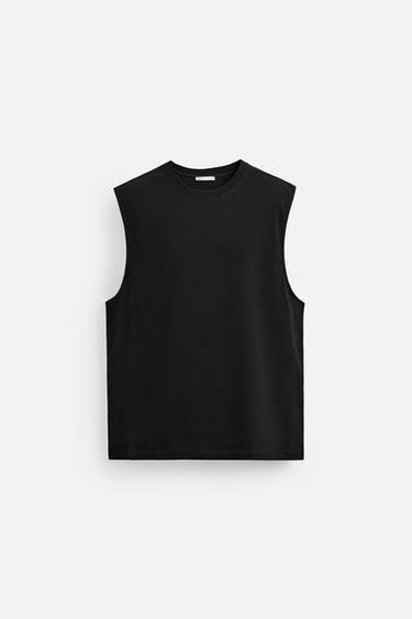 تيشرت TANK RELAXED FIT - أسود الخاص بـ Zara