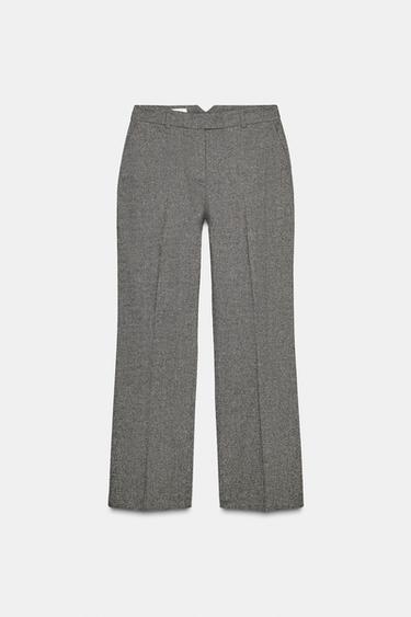 FLECKED STRAIGHT-LEG TROUSERS - Sand / Black by Zara