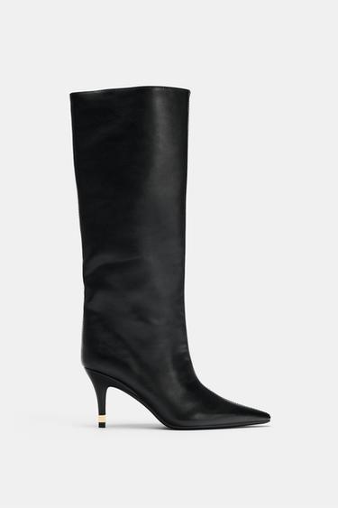 BOTTES À TALONS HAUTS AVEC DÉTAIL MÉTALLIQUE - Noir de Zara