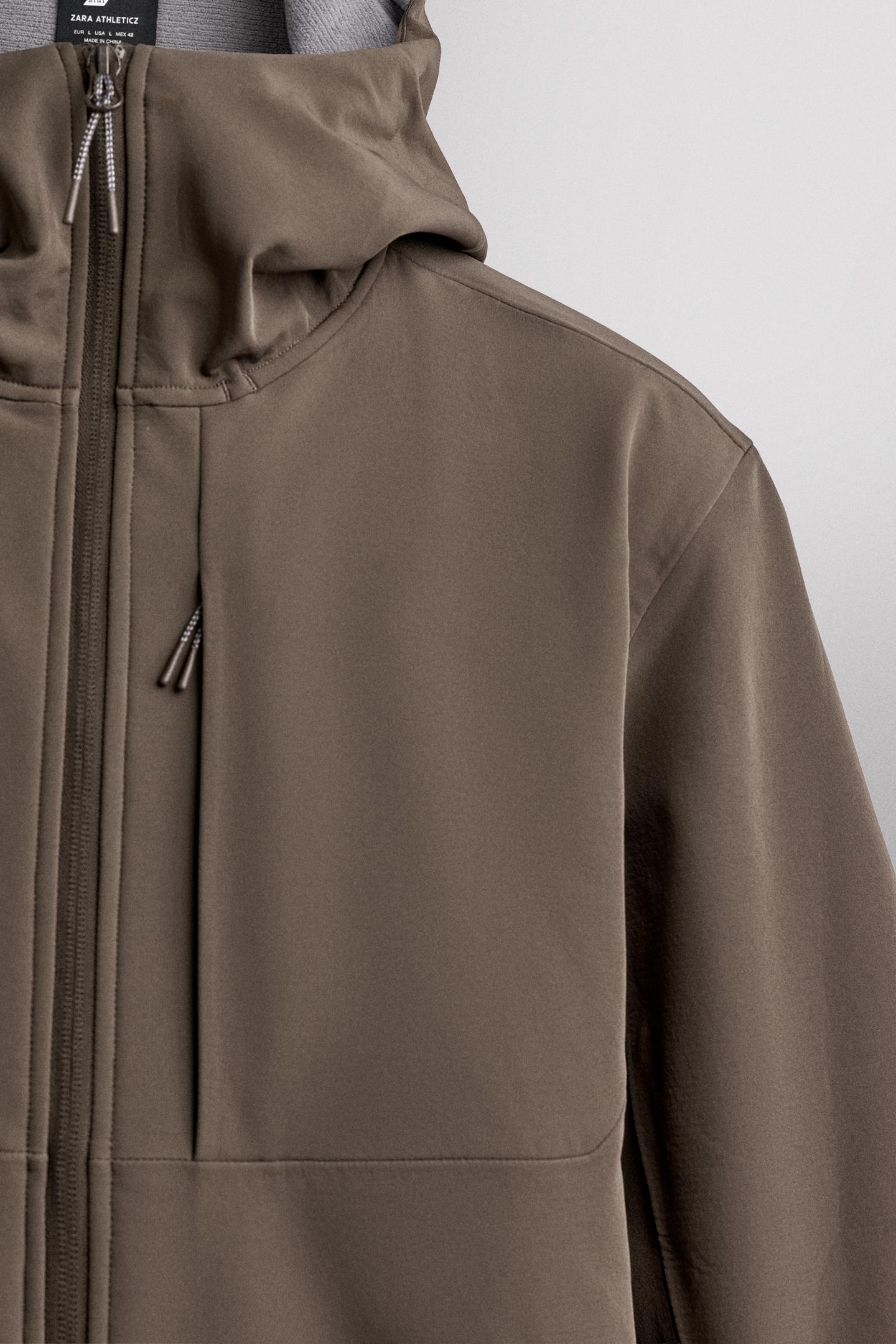 Мужская куртка Zara Combined Water-Repellent Technical, цвет: Тёмный коричневый — фото 4