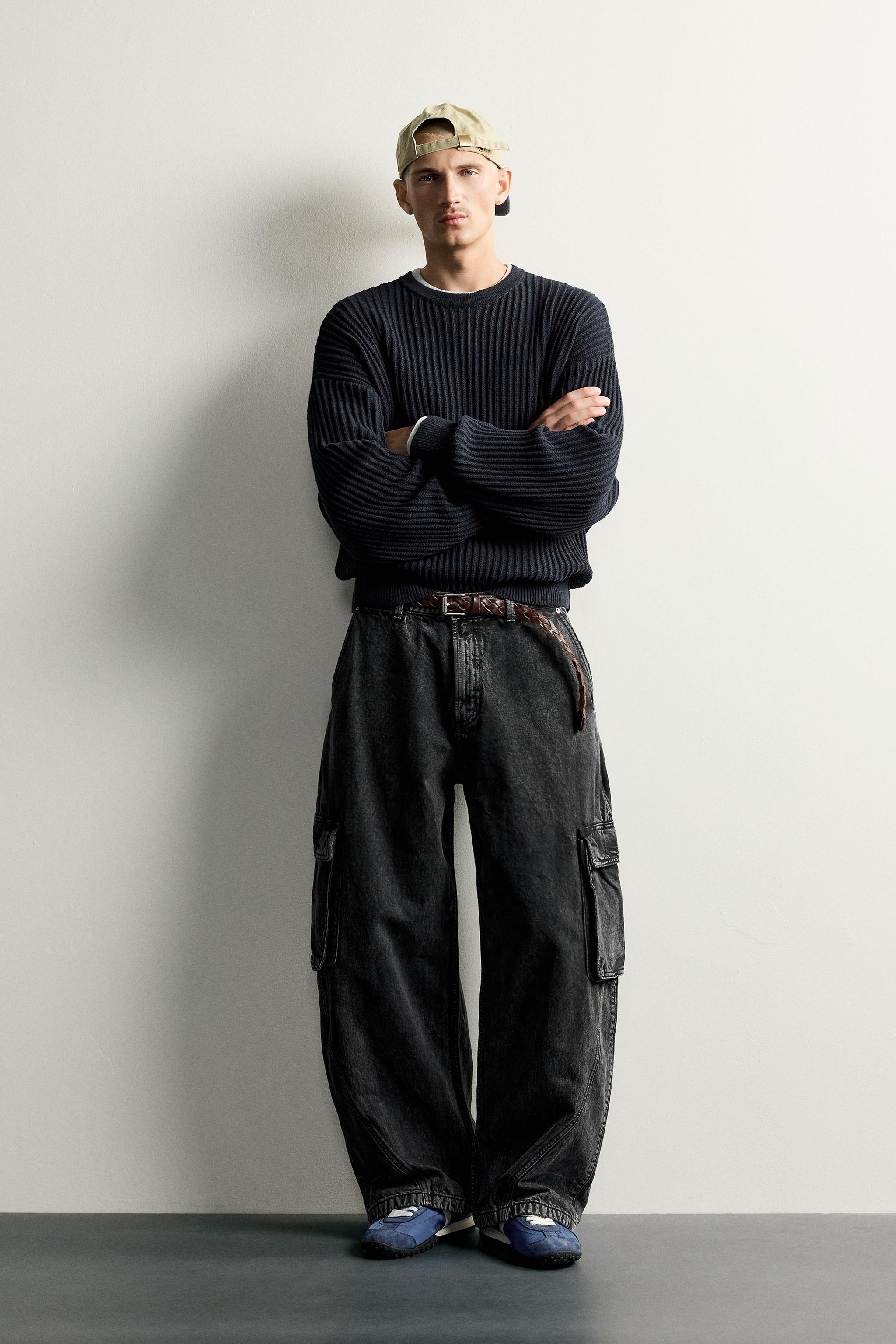 BALLOON-FIT CARGO PANTS WITH SEAMS