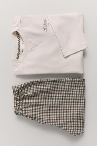 6-14 AÑOS/ PIJAMA COMBINADO CUADROS - Tostado de Zara