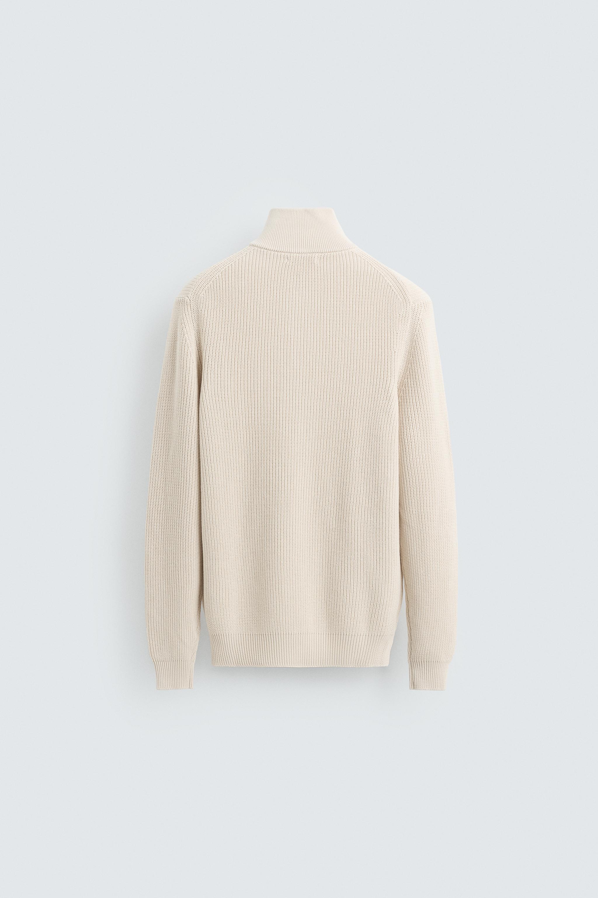 MOCK NECK ZIP-UP SWEATER