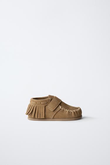 Zara BAREFOOT KOŽNE ČIZME SA RESAMA – Braon