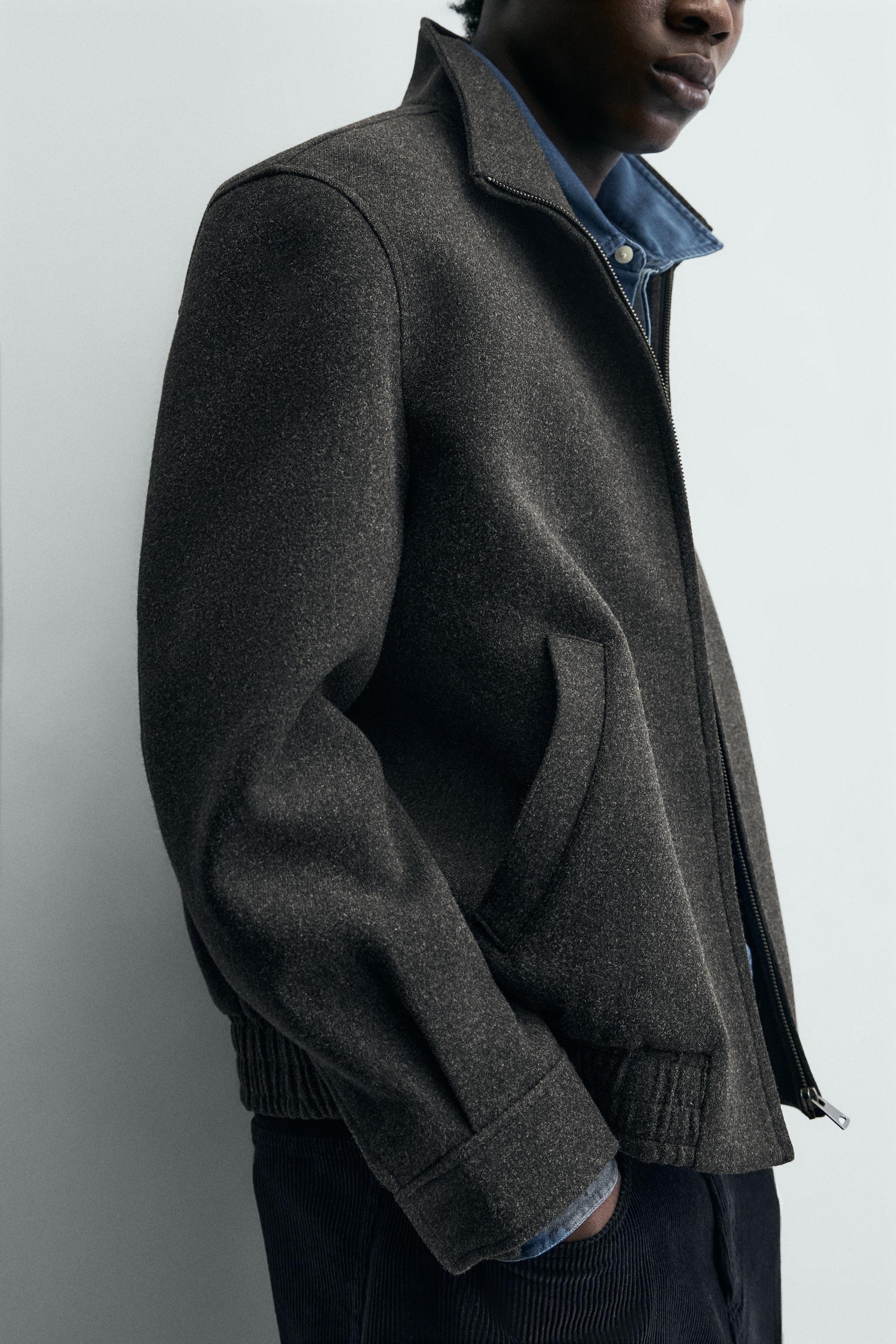 ジップアップ ウールブレンドジャケット - グレー | ZARA Japan / 日本