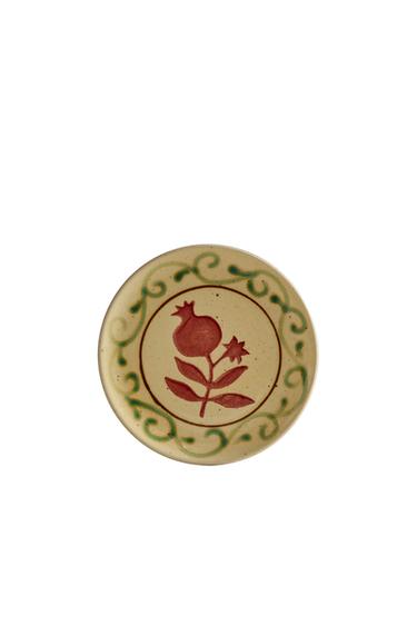 POMEGRANATE TERRACOTTA SIDE PLATE - Ecru / Red by Zara