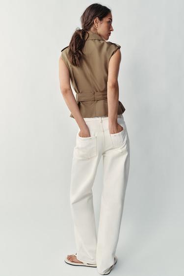 GILET CROISÉ À CEINTURE - Kaki de Zara - Image 6