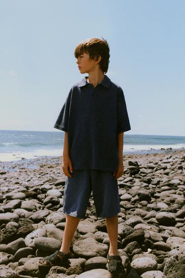 BERMUDASHORTS AUS 100 % LEINEN - Blau / Stahlblau von Zara