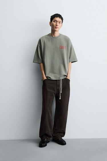 WASHED PRINTED SLOGAN SWEATSHIRT - washed green by Zara - Image 0