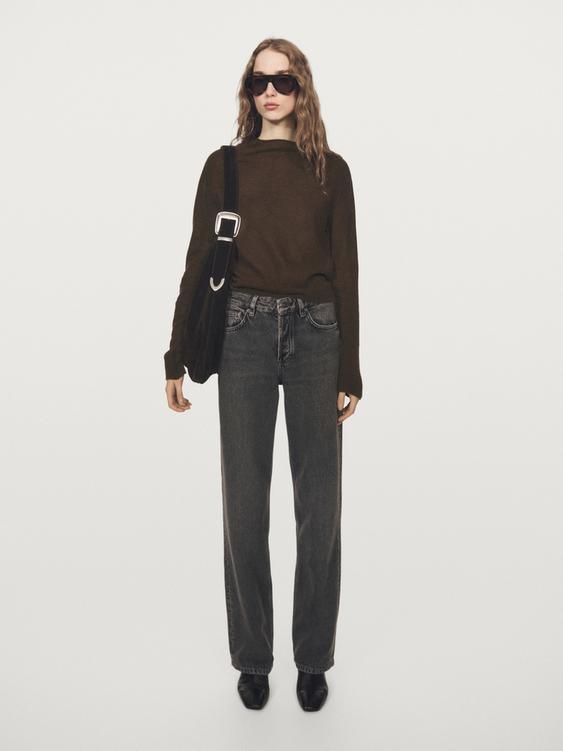 Wool blend knit sweater with mock turtleneck