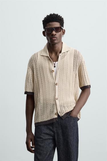 CAMISA PUNTO CALADOS - Beige de Zara