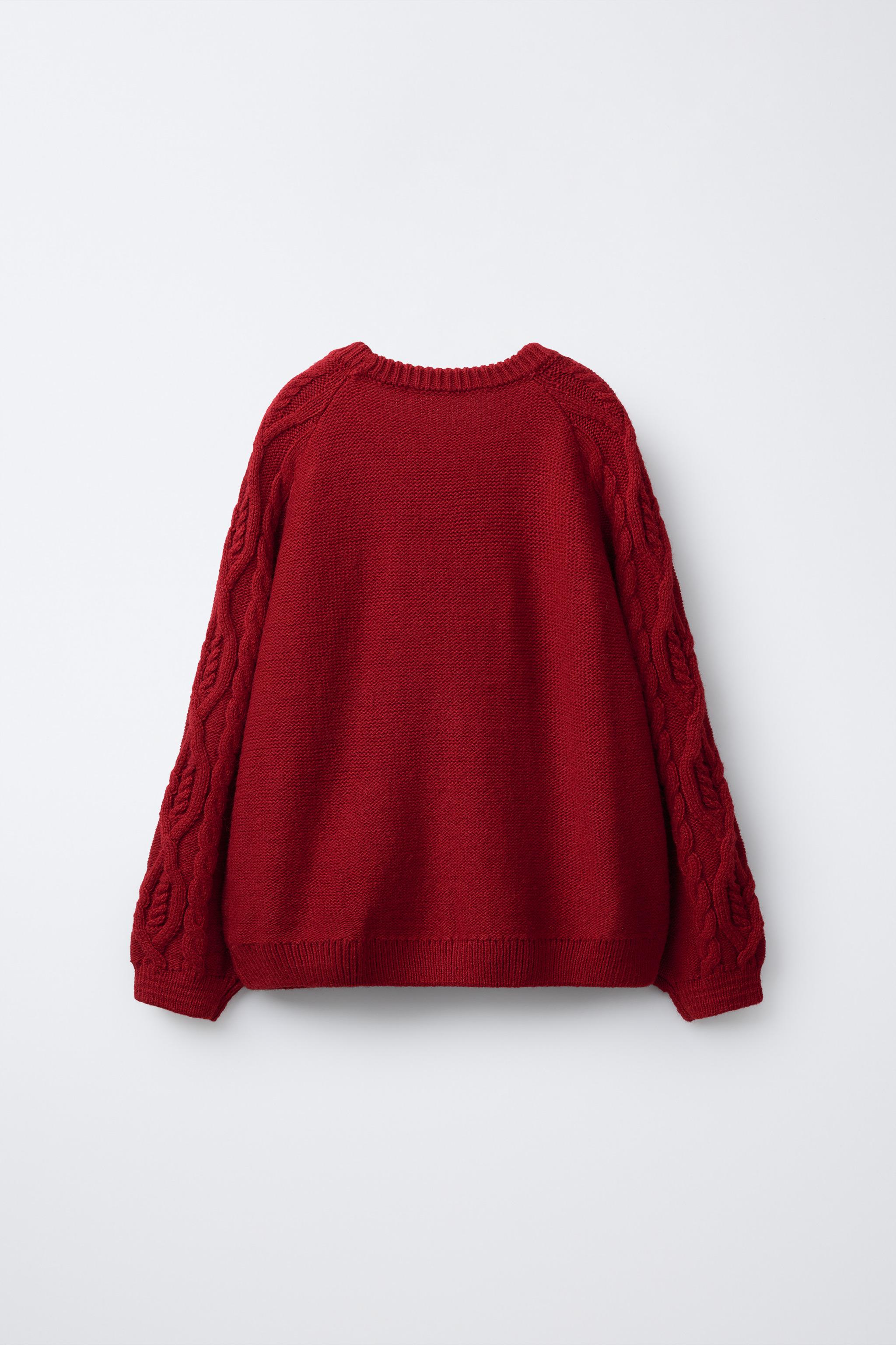 CABLE KNIT SWEATER - Red | ZARA United States