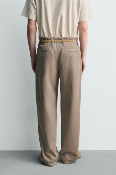 PANTALON CHINO À PLIS - Sable de Zara - Image 2