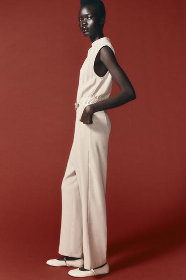 JUMPSUIT WITH BELT - Beige by Zara - Image 2