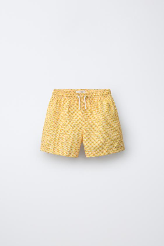 6-14 AÑOS/ BERMUDA BAÑO ESTAMPADO GEOMÉTRICO - Amarillo de Zara - Imagen 0