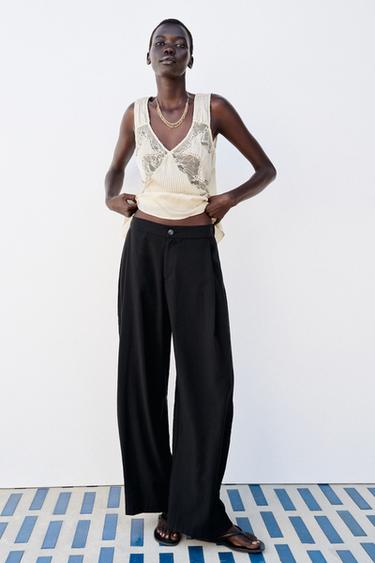 PANTALON FLUIDE BARREL - Noir de Zara