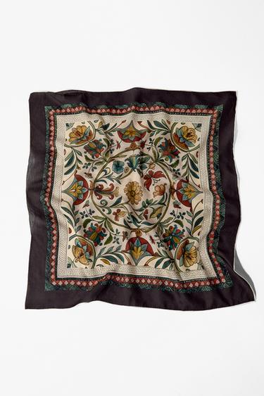 Zara FLORAL PRINT SCARF - Ecru
